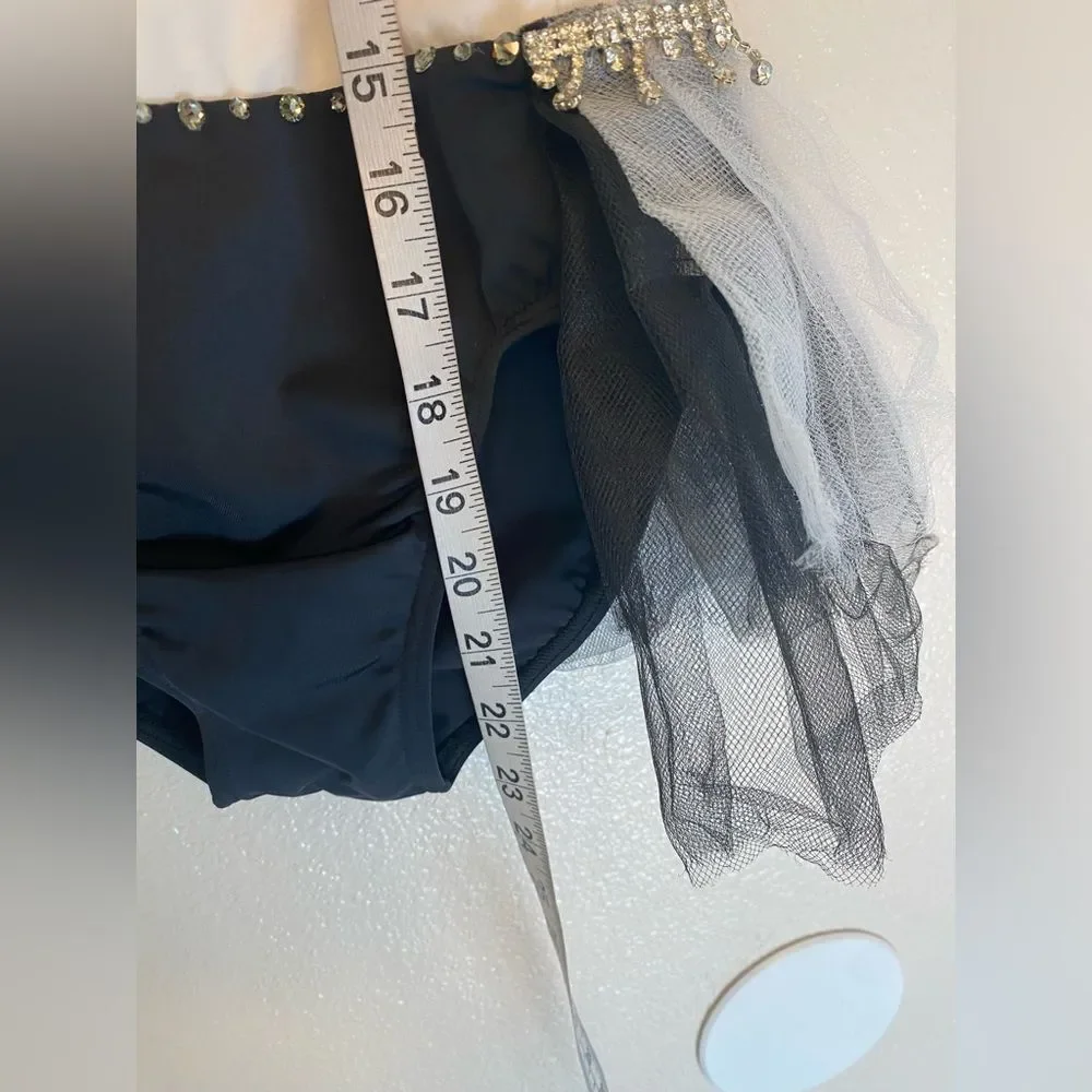 Weissman custom solo dance costume black white  Contrast Leotard MT12225 LC